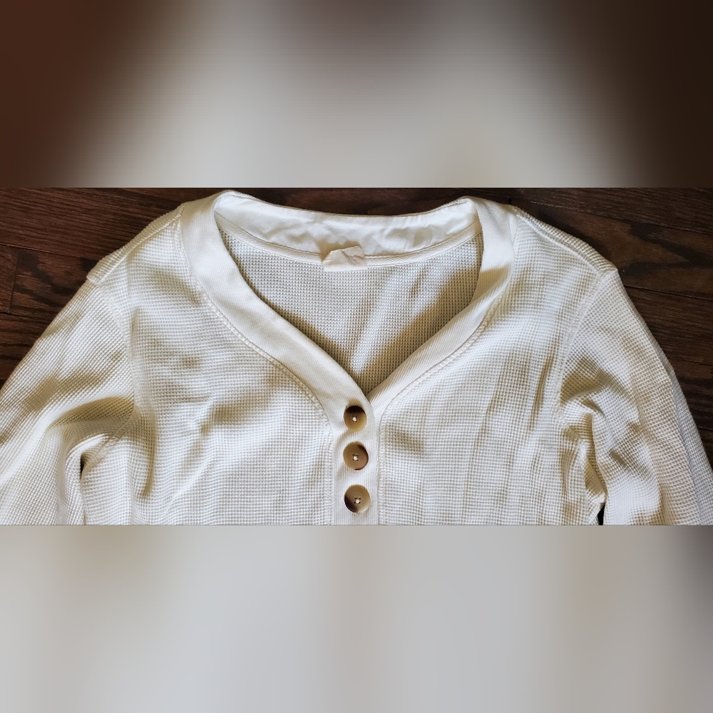 Pact Cream Waffle Henley Lounge Set - Picture 3 of 9